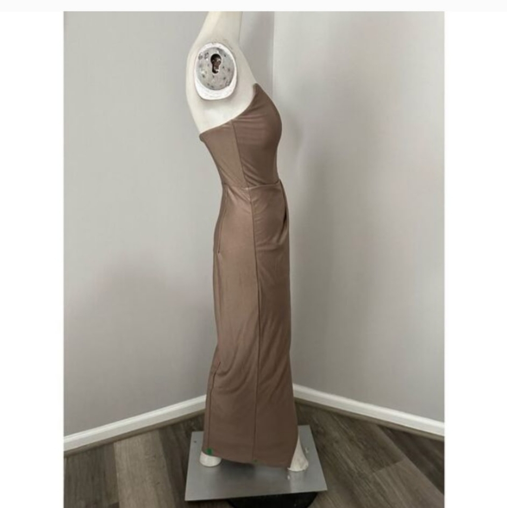 NWT Michael Costello X Revolve Womens Satin Surplice Skirt Jake Gown Taupe Small - Picture 8 of 11